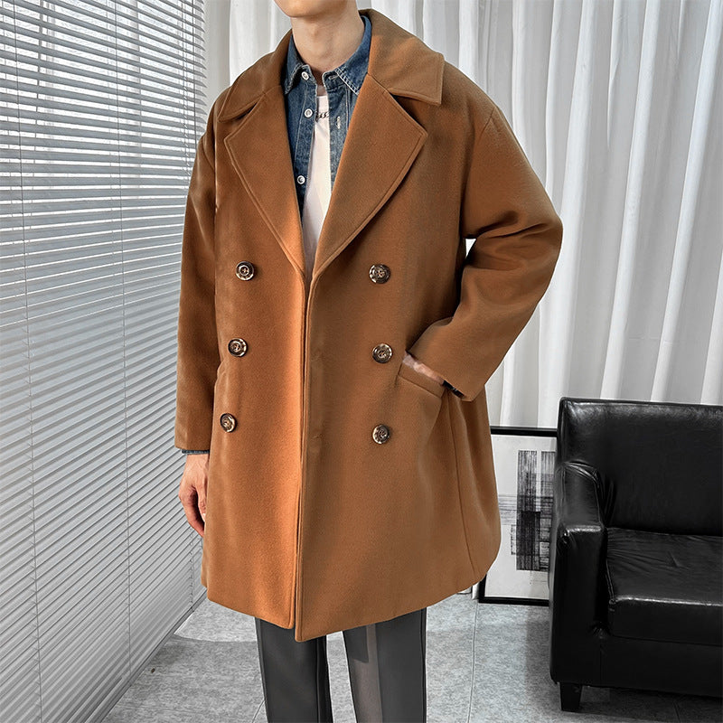 Mid-length Knee British Style Woolen Coat