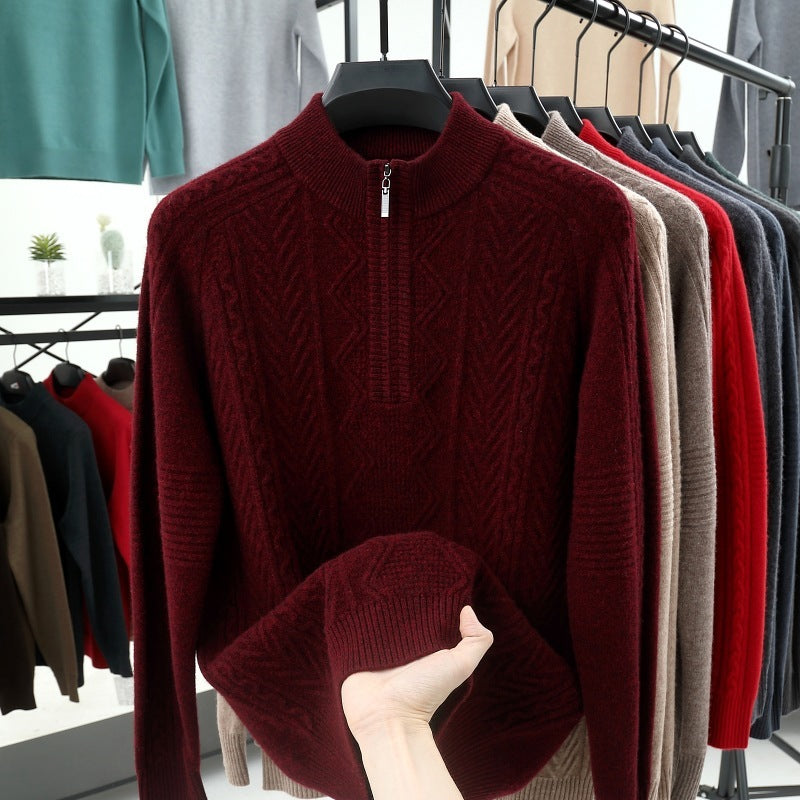 Men's Half Turtleneck Zipper Sweater