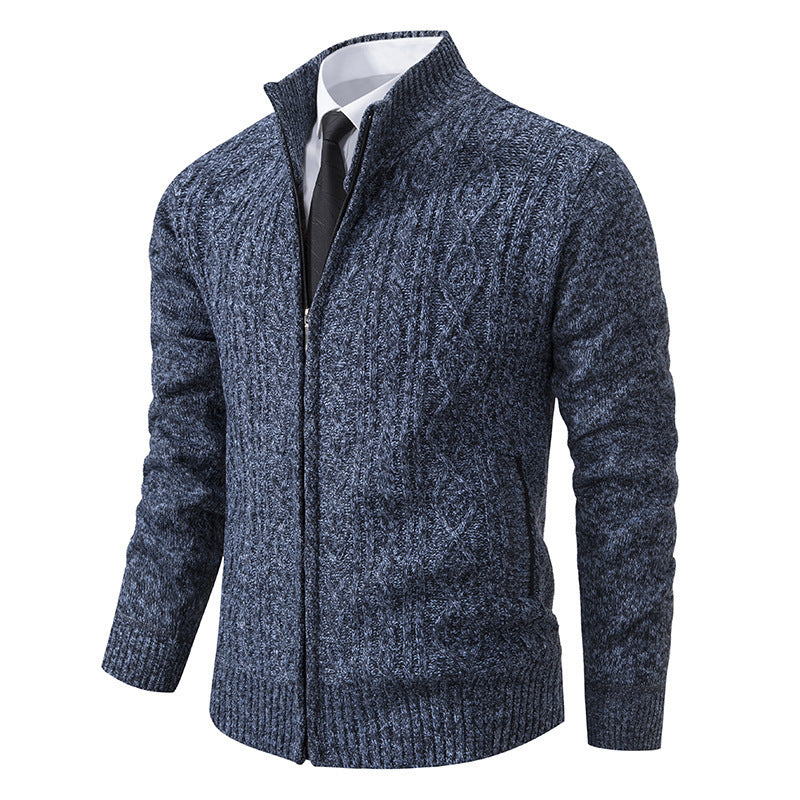 Men's Stand Collar Casual Cardigan Sweater Coat