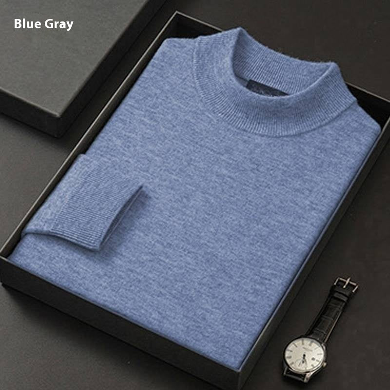 Men's Solid Color Casual Half Turtleneck Sweater