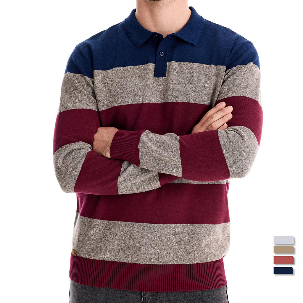 Men's Long Sleeve Polo Collar Sweater