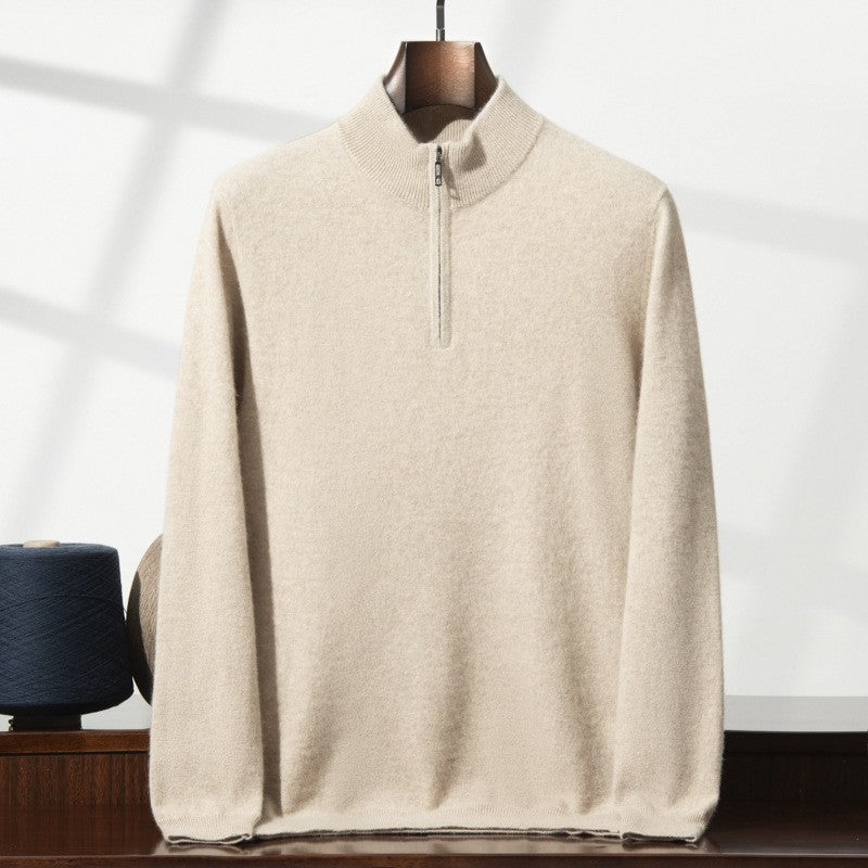 Men's Cashmere Sweater Zip-up Turtleneck Young And Middle-aged sweater