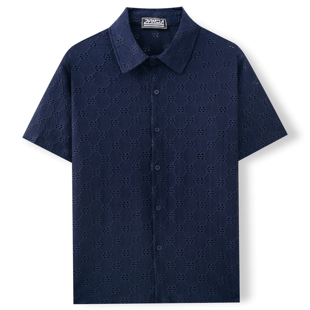 Hollow Jacquard Summer Casual Short Sleeve shirt