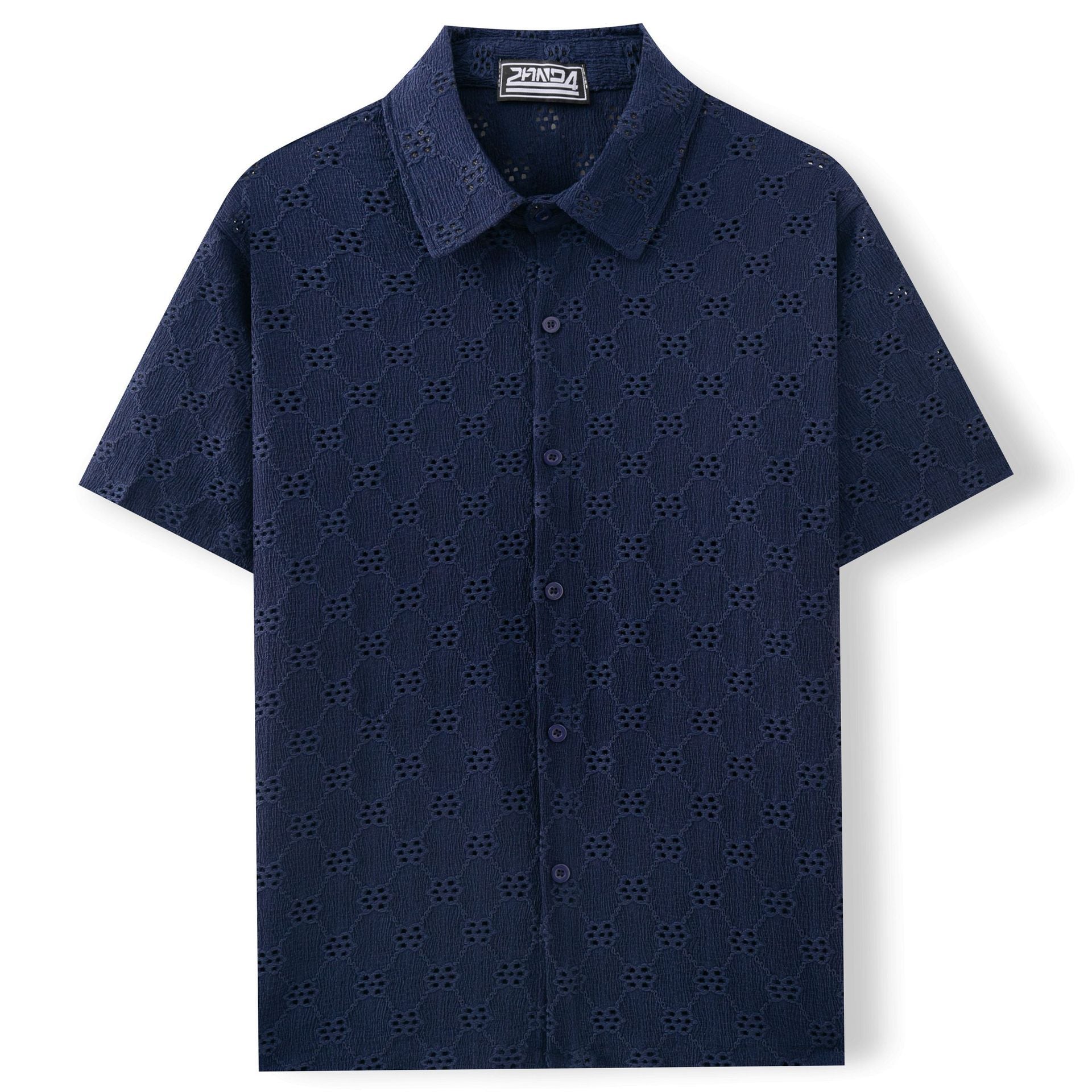 Hollow Jacquard Summer Casual Short Sleeve shirt
