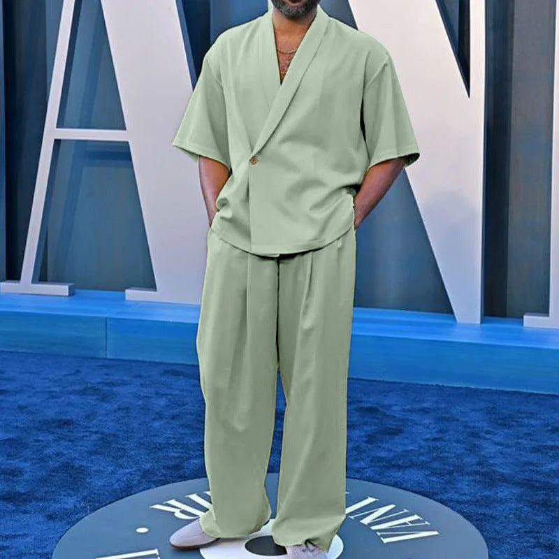 Men Casual Polo Collar Suit