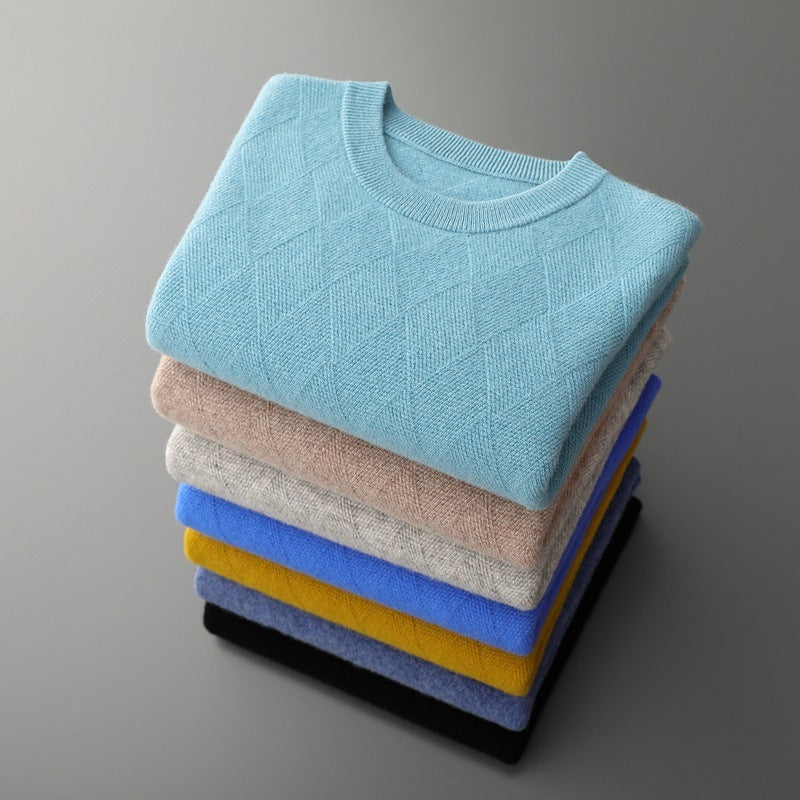 Autumn And Winter Round Neck Woolen Sweater For Men