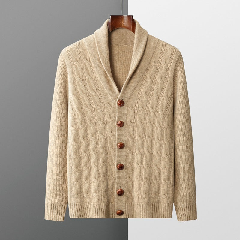 Men's Thickened Coat Twisted Collar Button Knitwear sweater