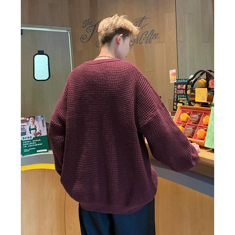 Men's Autumn And Winter Style American Retro Round Neck Sweater