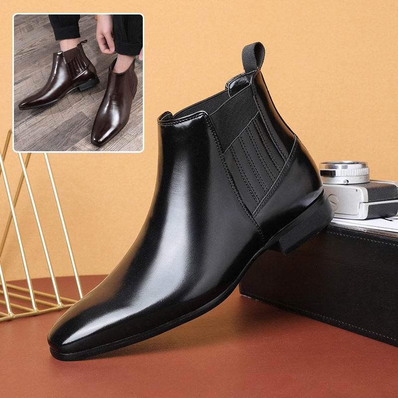 British Style Square Heel Business Formal Leather Shoes