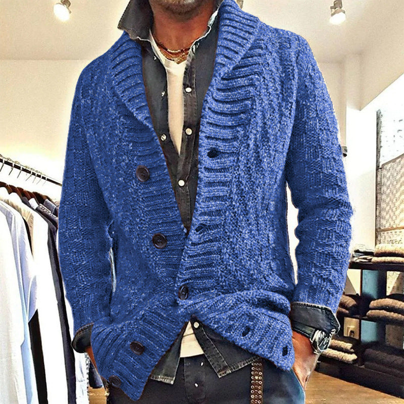 Polyester Men's Long-sleeved Thick Needle Sweater