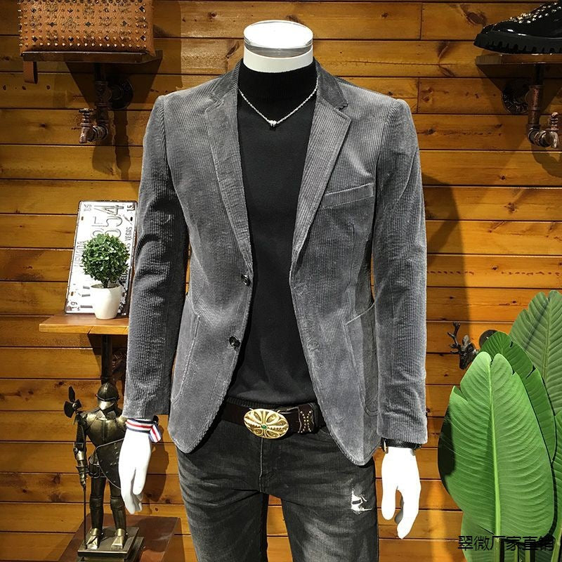 Corduroy Men's Business Slim Fit Casual Small Suit