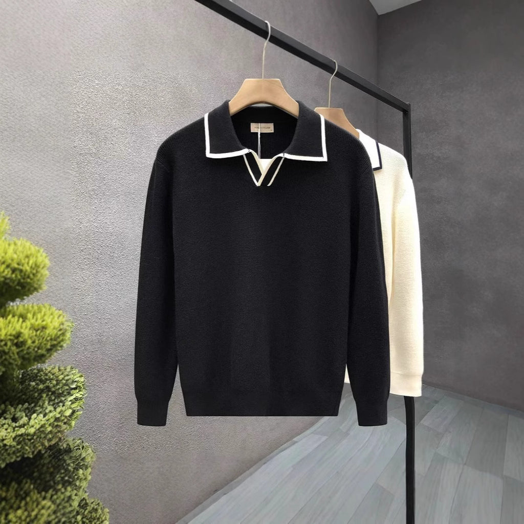 Lightly Mature Casual Polo Collar Sweater Men
