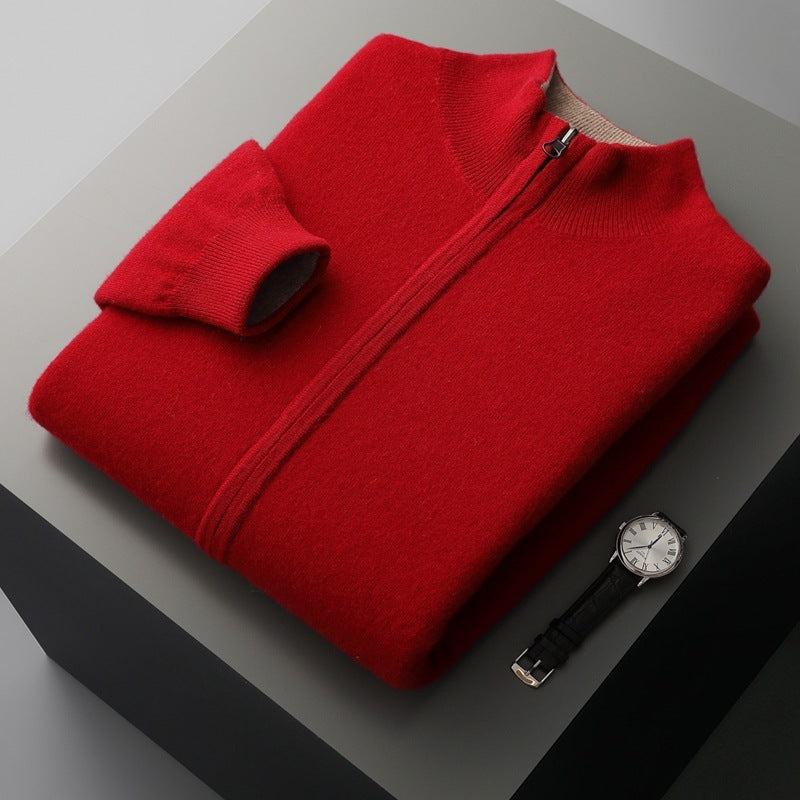 Autumn And Winter Double-sided Thickened Zipper Wool Cardigan coat