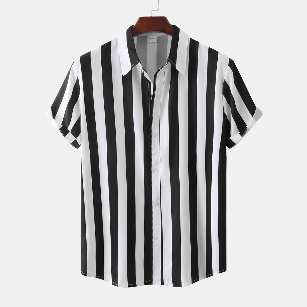 Men's striped Short Sleeve Loose Shirt