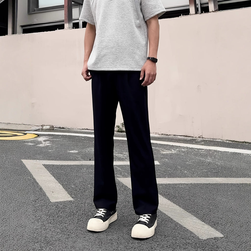 Black Willow Leaf Machete Straight Casual Pants