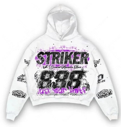 Letter Print Pullover Sweater Retro High Street hoodie