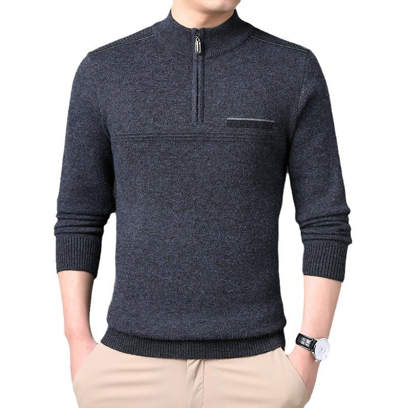 Men's Half-turtleneck Zipper Sweater For Middle And Elderly aged