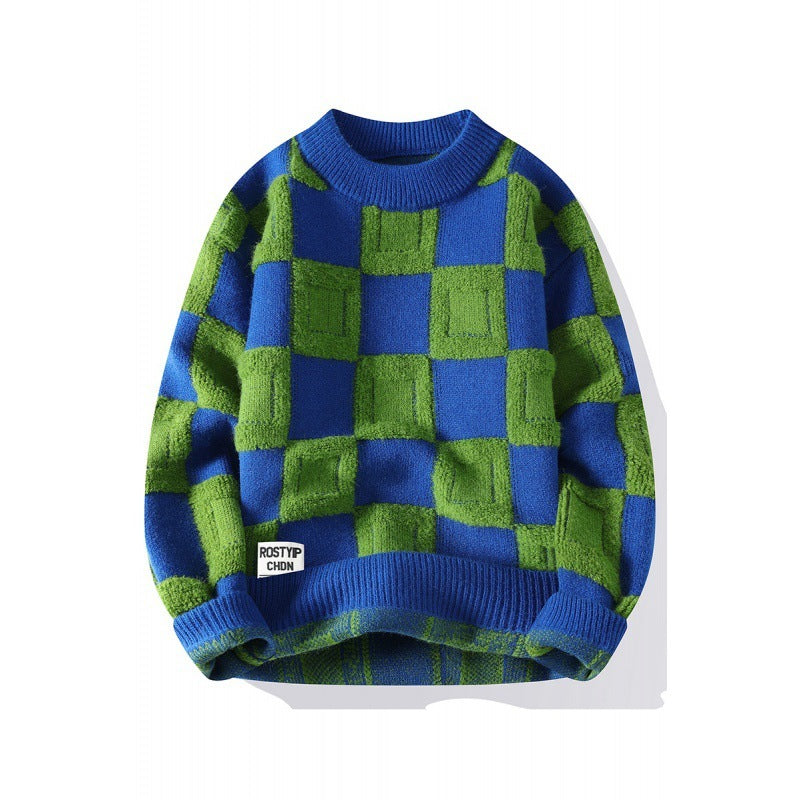 checks Round Neck Sweater