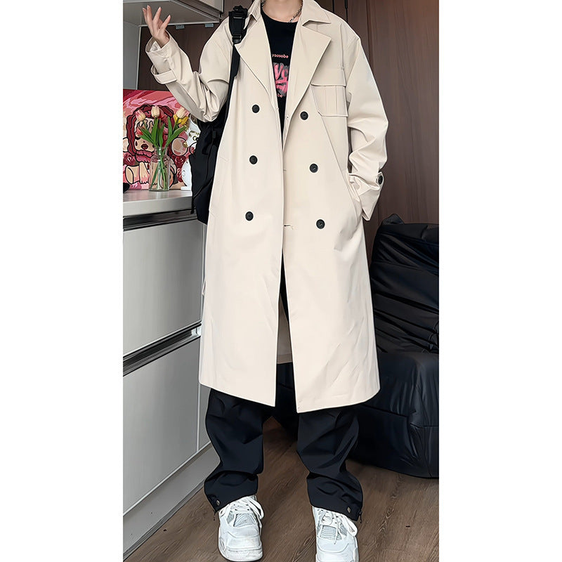 Korean Style Over The Knee Men's Loose trench coat