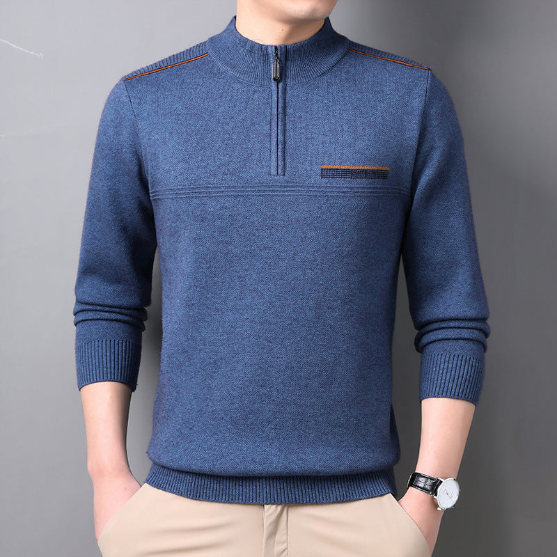 Men's Half-turtleneck Zipper Sweater For Middle And Elderly aged
