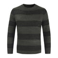 Round Neck Color Block Knitted Striped Sweater
