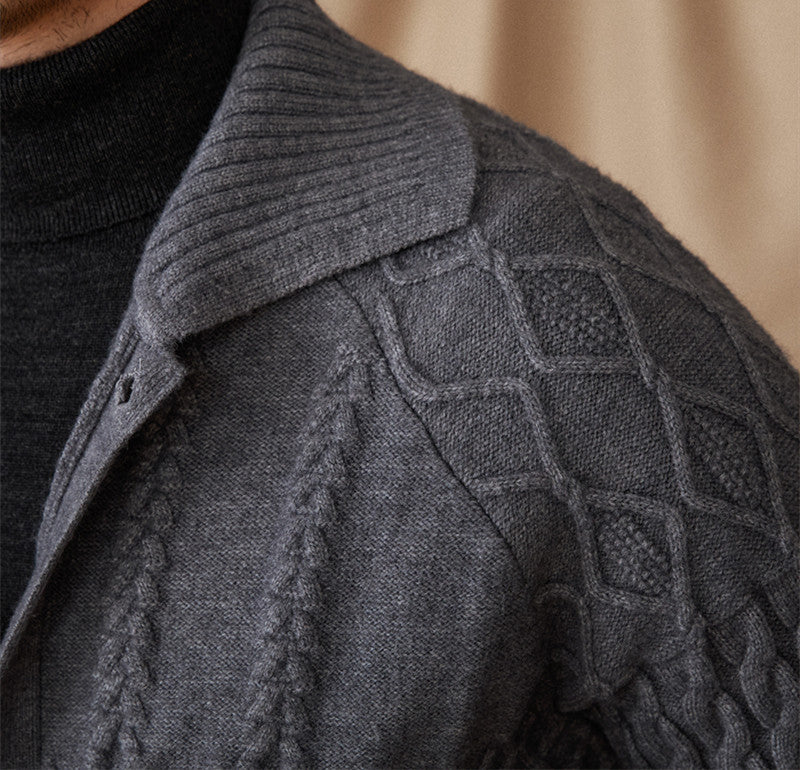 Thick Cardigan Vintage Jacquard Sweater