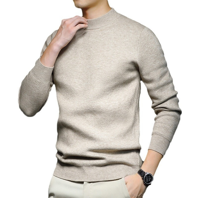 Men's Worsted Knitted Long Sleeve Sweater
