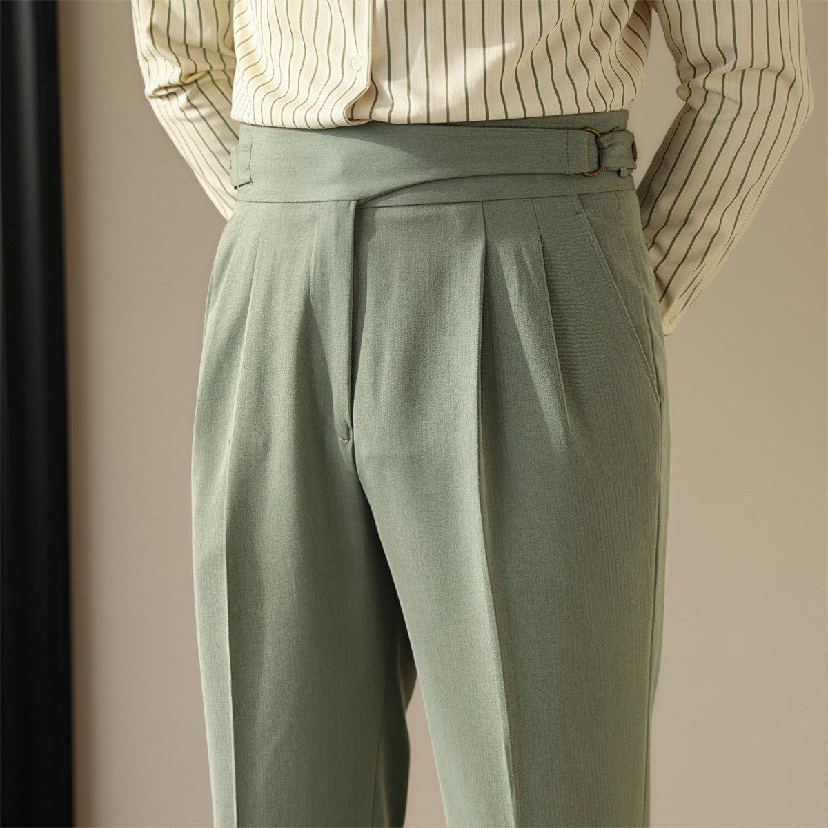 British Retro Business Casual Paris Buckle Suit Pants Men
