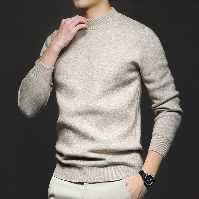 Men's Worsted Knitted Long Sleeve Sweater