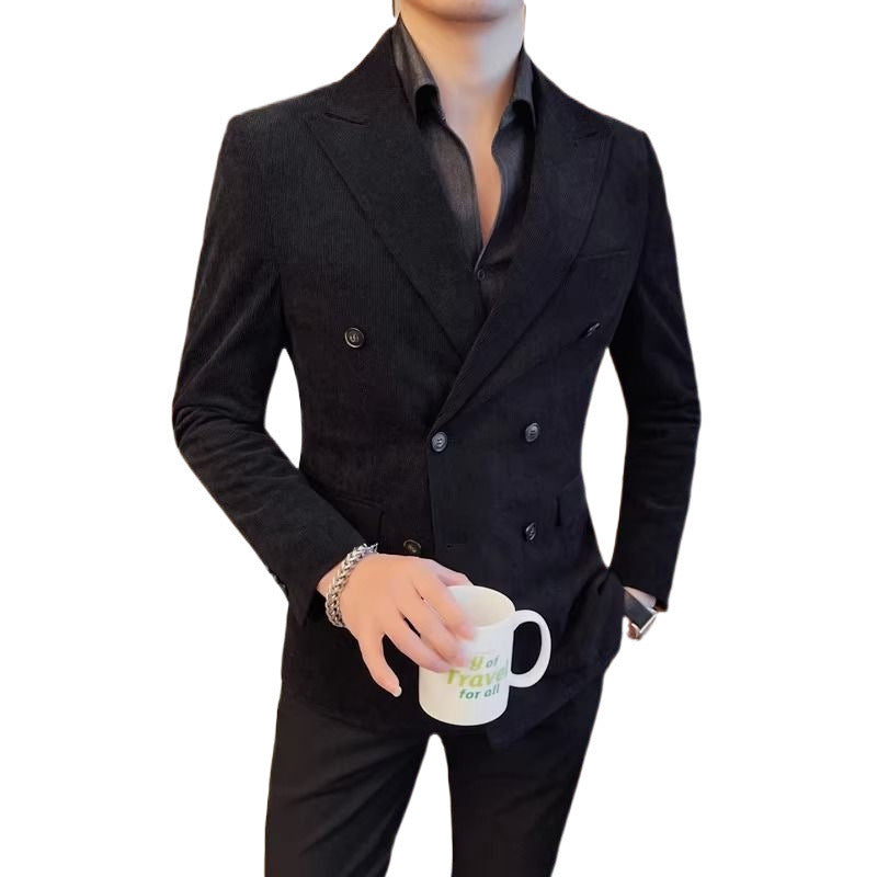 Light Luxury Corduroy Suit Jacket Autumn And Winter Double Breasted Casual suit