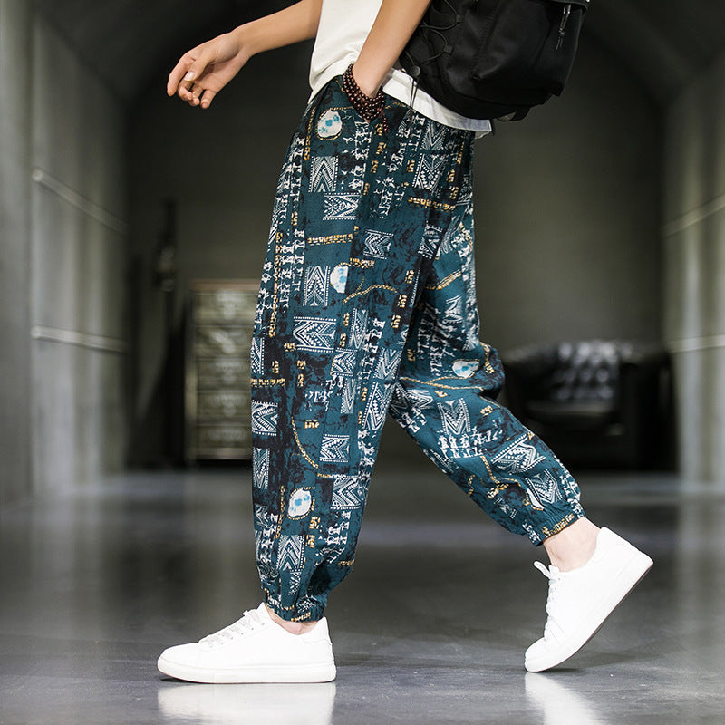 Mens Breathable Casual Wide Leg Pants