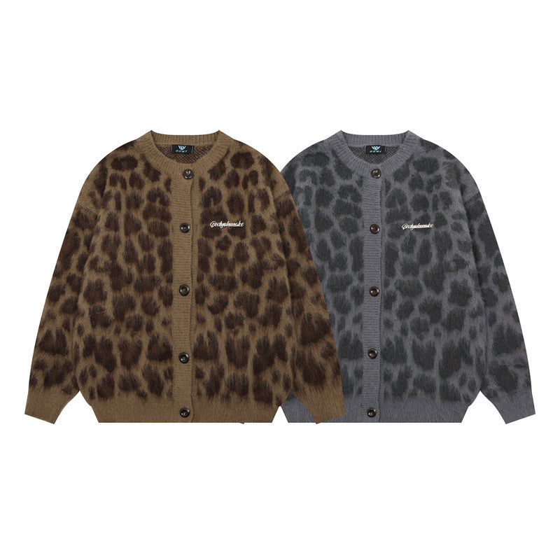Retro Personalized Leopard Print Knitted Sweater