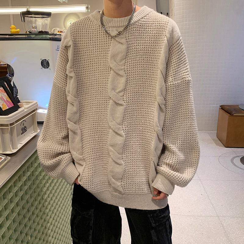 Men's Autumn And Winter Style American Retro Round Neck Sweater