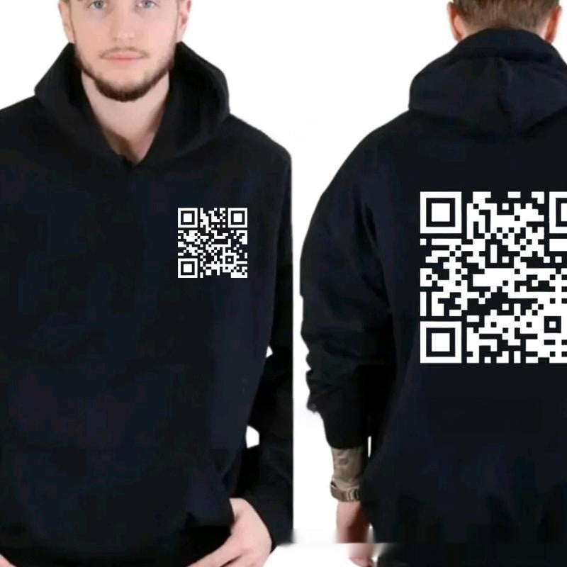 Hoodie Cross-border Fleece-lined QR Code Hoodie