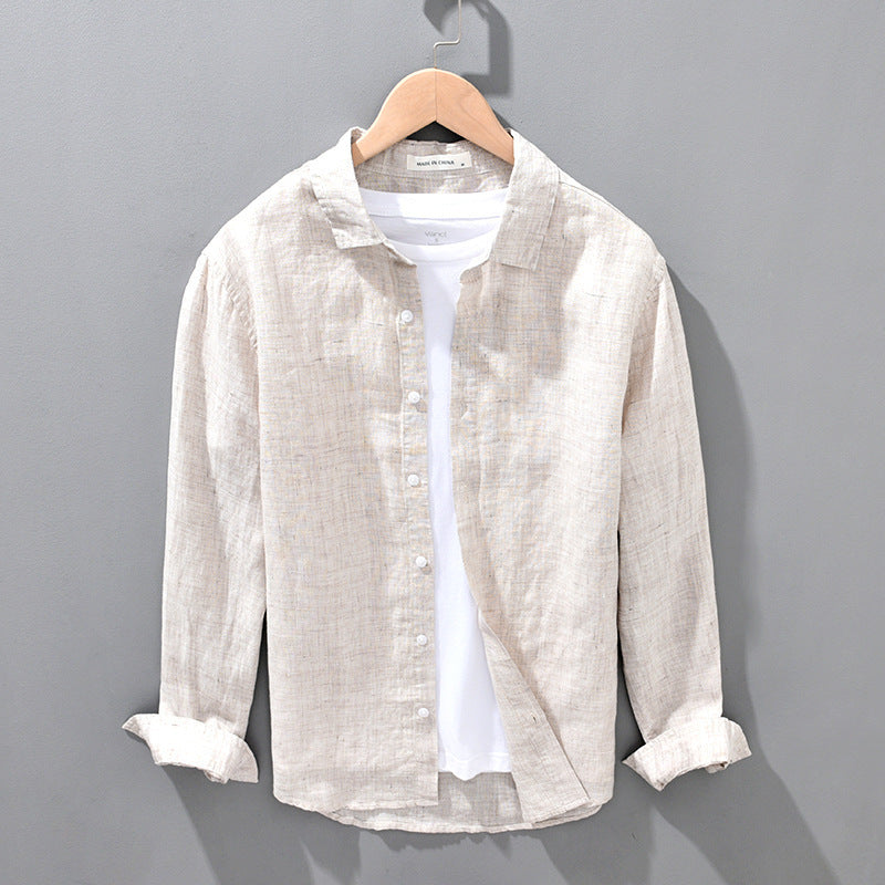 Linen Breathable Solid Color Loose shirt Men