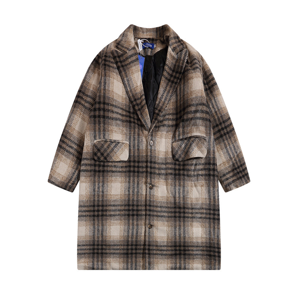 Checked Woolen Coat Men