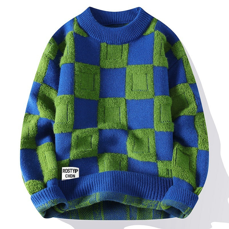checks Round Neck Sweater