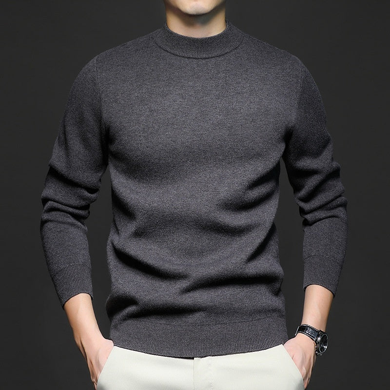 Men's Worsted Knitted Long Sleeve Sweater