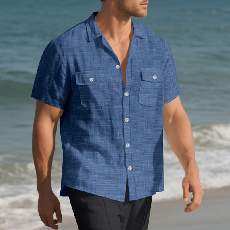 Solid Color Loose Casual Holiday Lapel Shirt Men