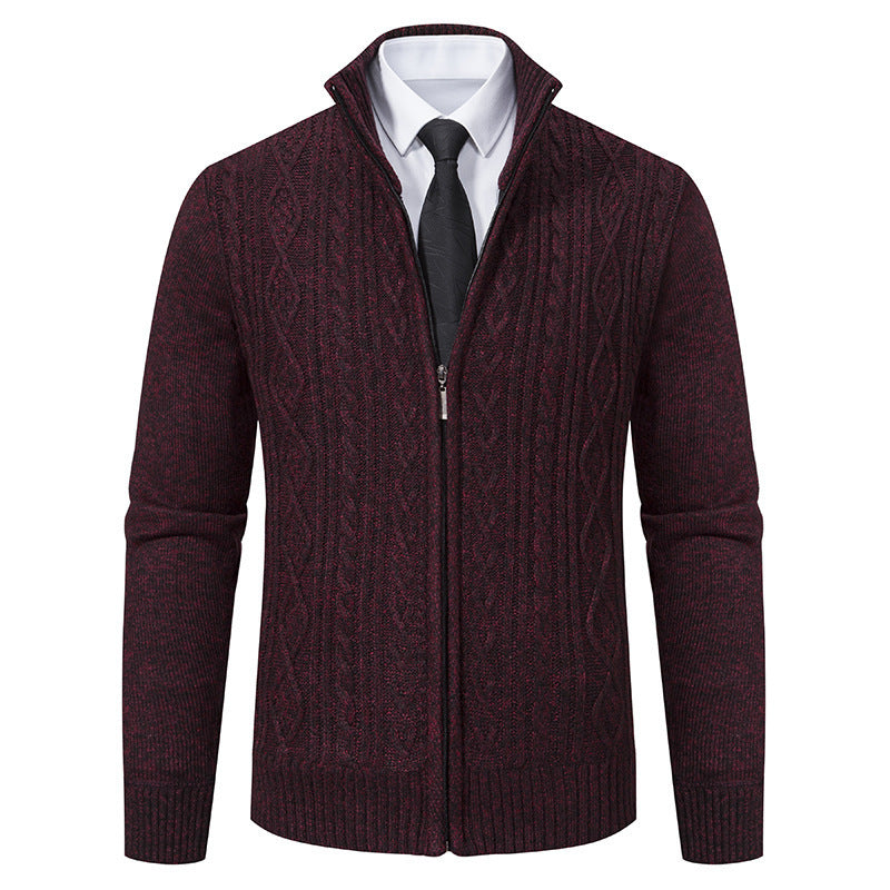 Men's Stand Collar Casual Cardigan Sweater Coat