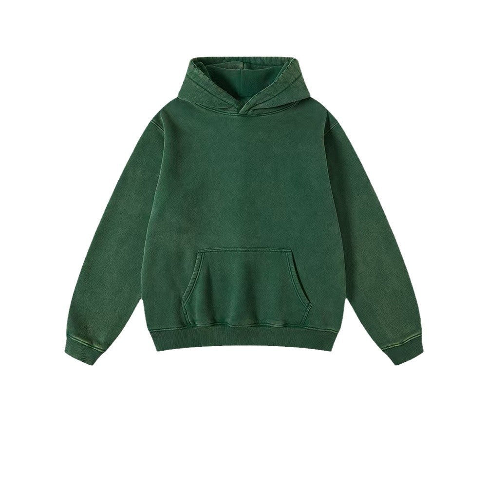 Heavy Fleece-lined Thickened Retro Washed hoodie
