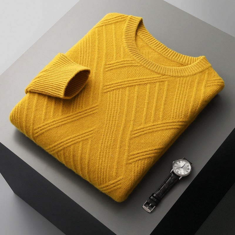 Autumn And Winter Loose Jacquard Bottoming Sweater Men