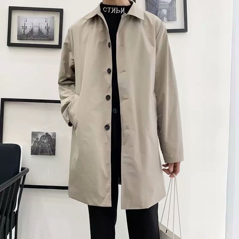 Men's Medium Length Spring And Autumn Leisure Trench Coat
