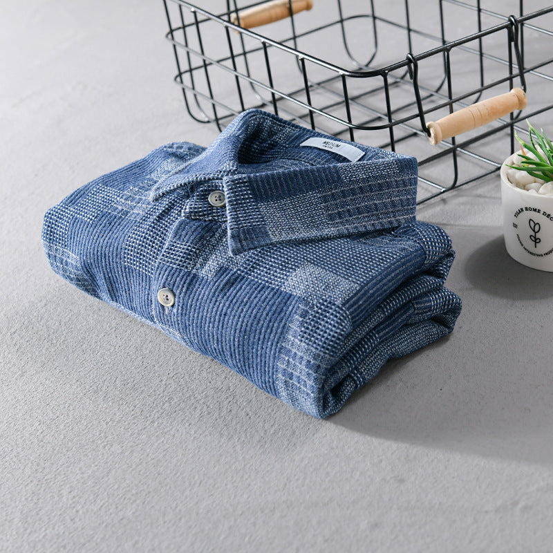 Men's Simple Loose Cargo Denim Short-sleeved Shirt