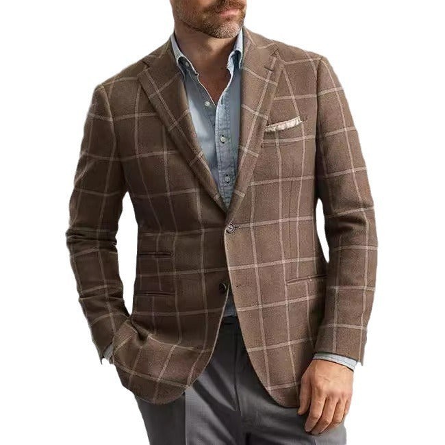 Light Business Men's Suit Printed Checks Coat