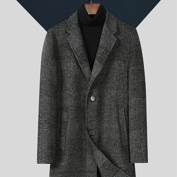 Men's Plaid Double-sided Woolen Coat