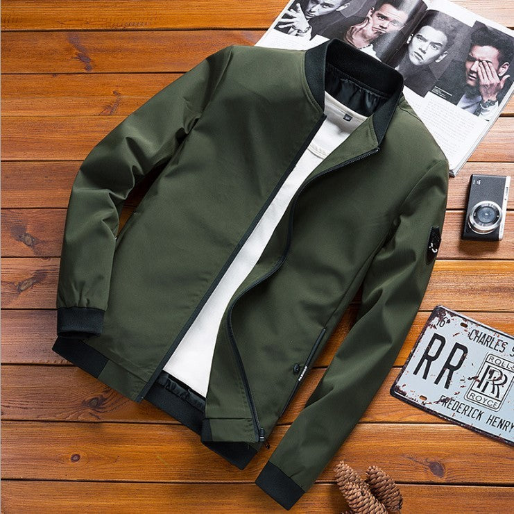 Spring And Autumn Korean Slim-fit Solid Color Coat