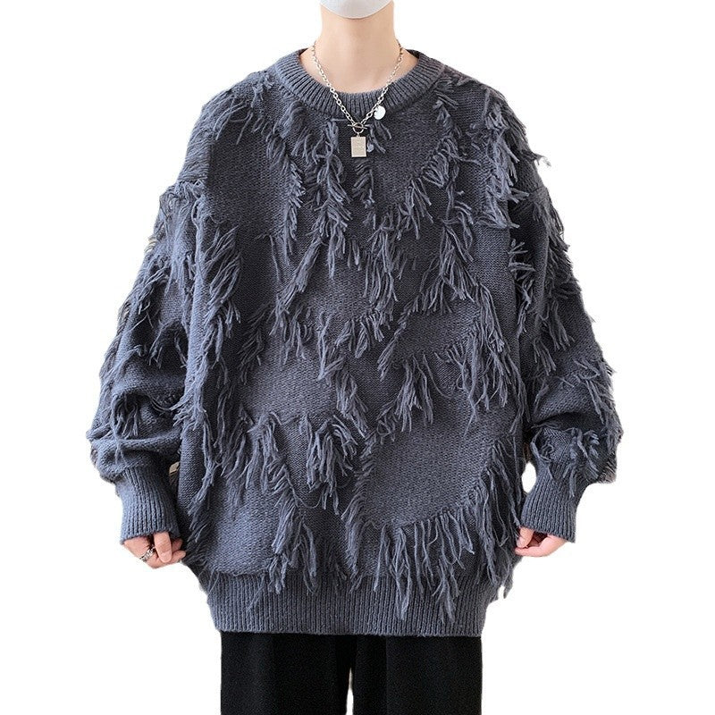 Pullover Round Neck Line Jacquard Long Sleeve Sweater