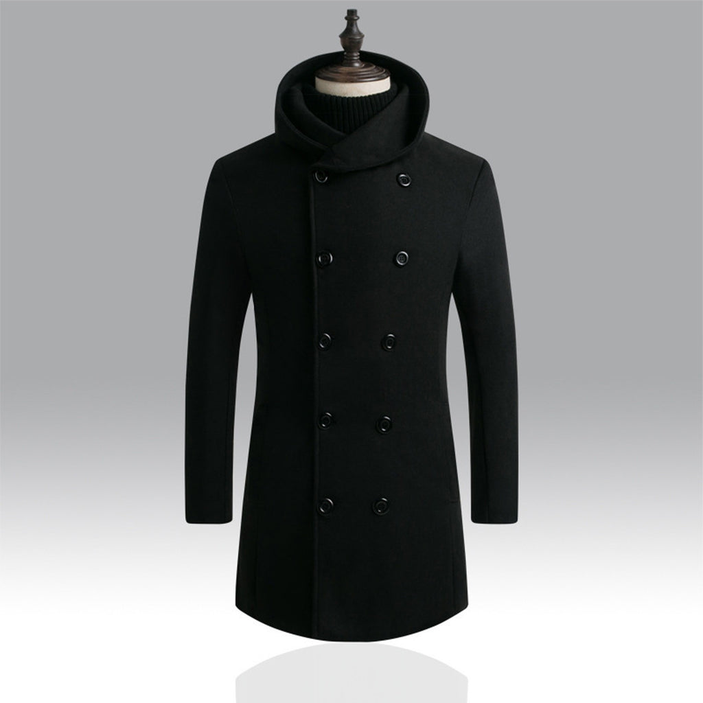 Men's Mid-Length Woolen trench Coat