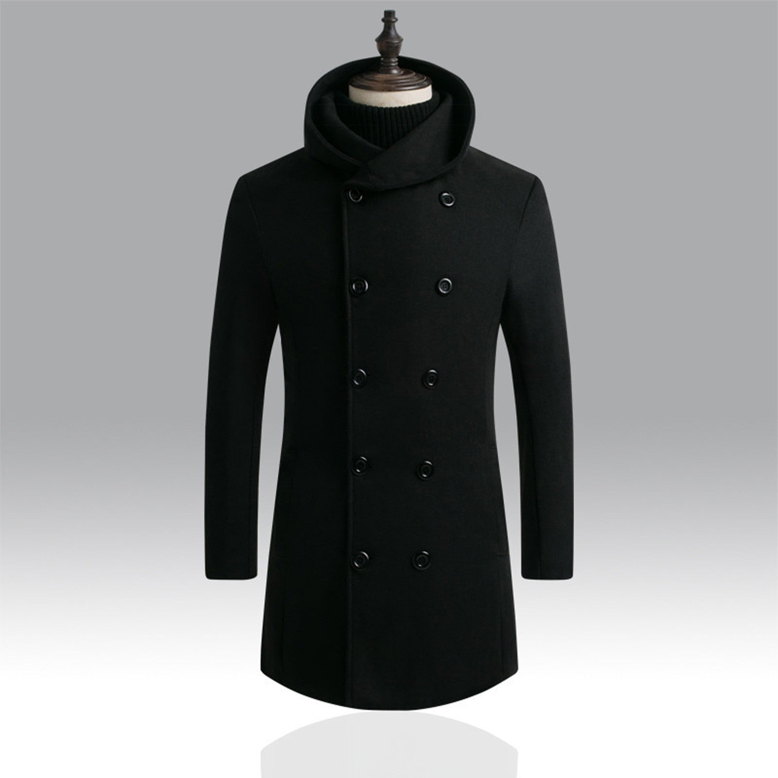 Men's Mid-Length Woolen trench Coat